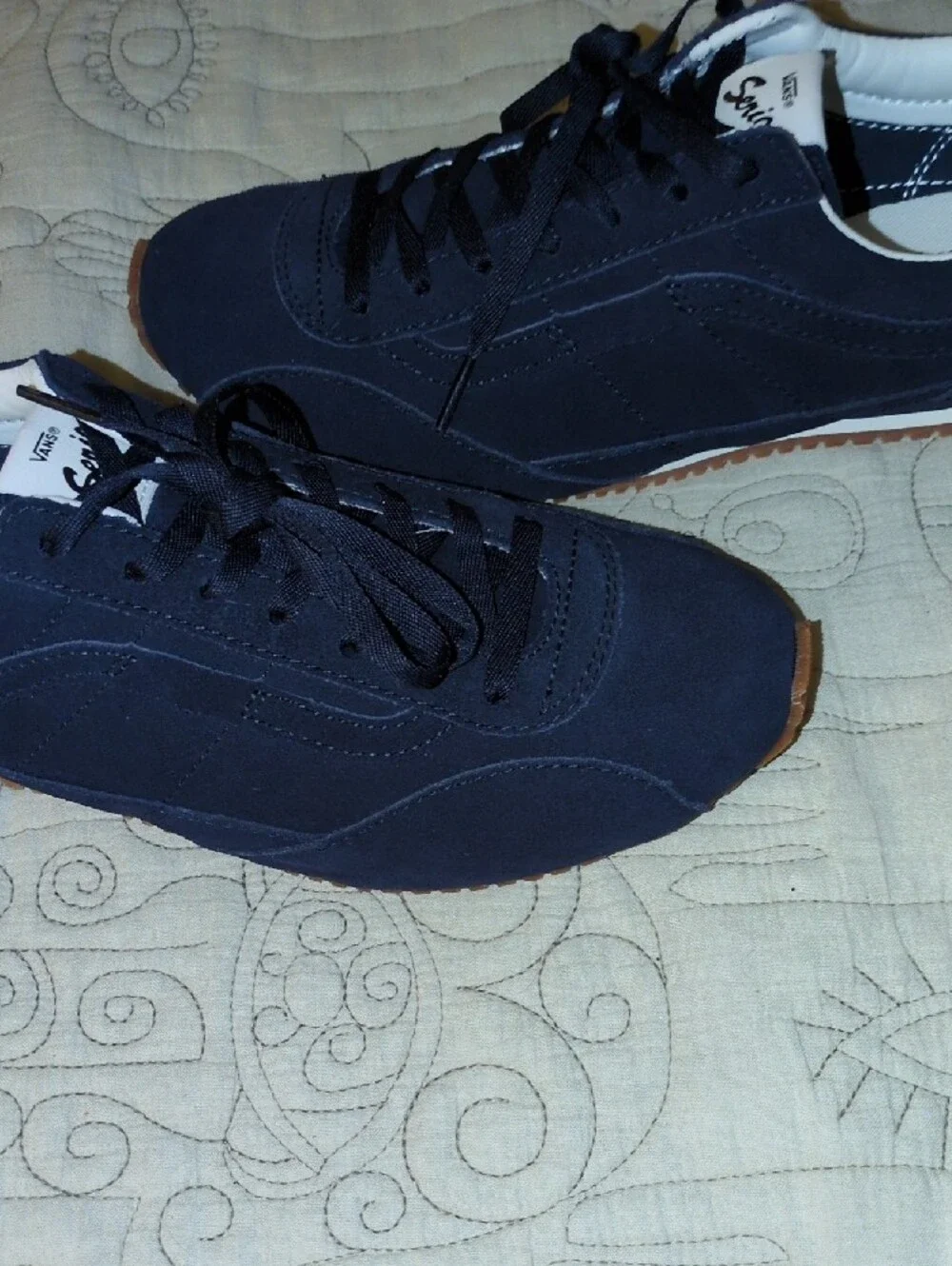 Vans Navy Suede Sneakerinas with White Accents-Women's size 8.5